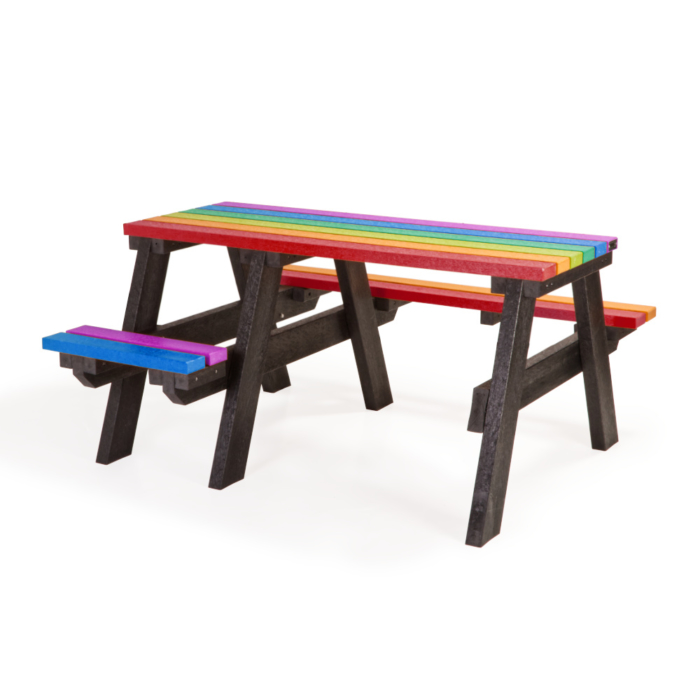 Multi Coloured Recycled Plastic Wheelchair Accessible picnic table for adults
