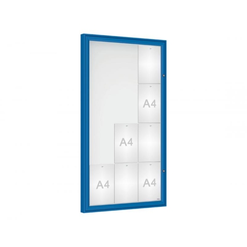 Portrait orientation blue framed aluminium notice board