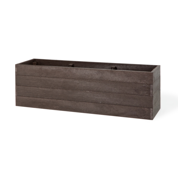 Raised bed recycled plastic planter with a wood effect grain in brown