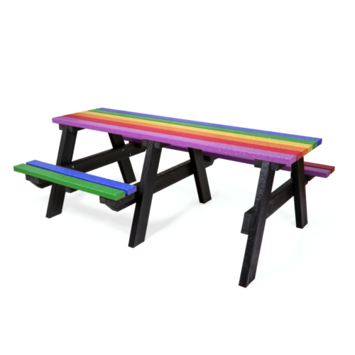 2m wheelchair access recycled plastic picnic table in Multi Colour