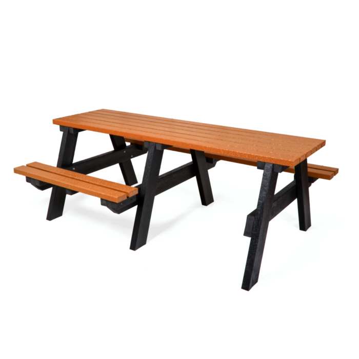 2m wheelchair access recycled plastic picnic table in orange