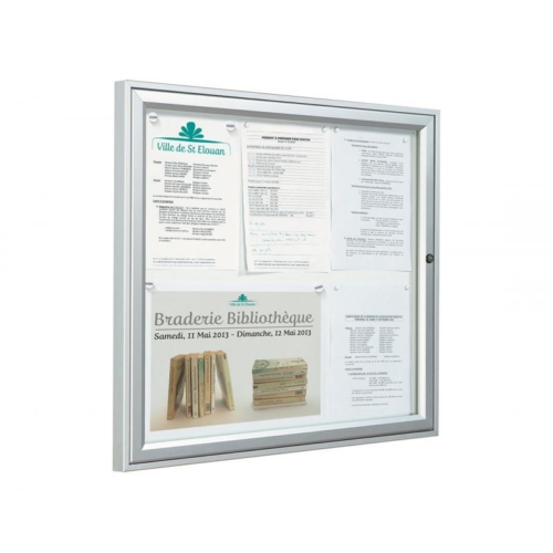 Landscape orientated silver framed aluminium notice board