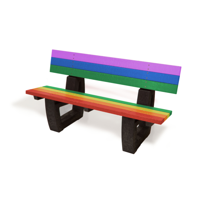 Rainbow recycled plastic seat with black legs