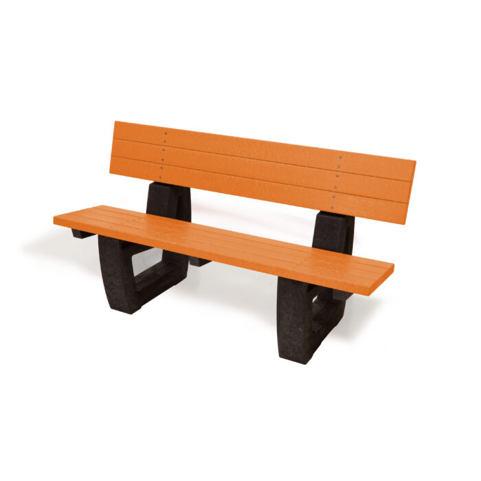 Orange and black recycled plastic seat