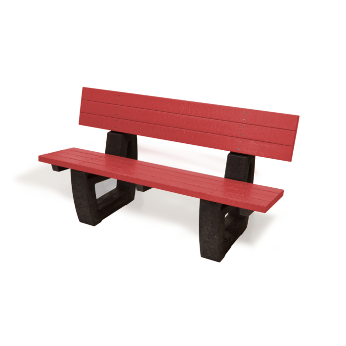 Red and black recycled plastic seat