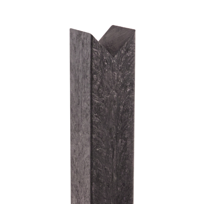 Plastic birdsmouth fencing post with V notch at top.