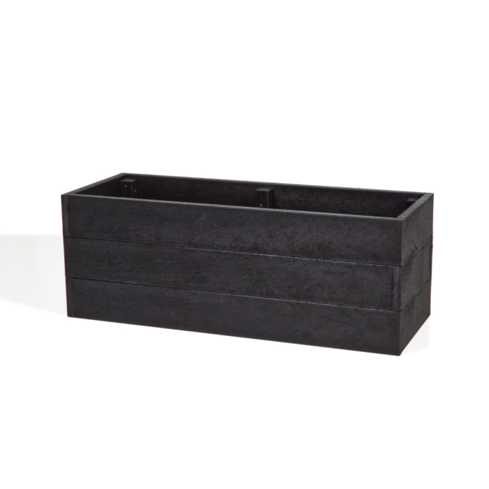 Long black recycled plastic planter