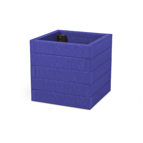 Blue recycled plastic cube planter
