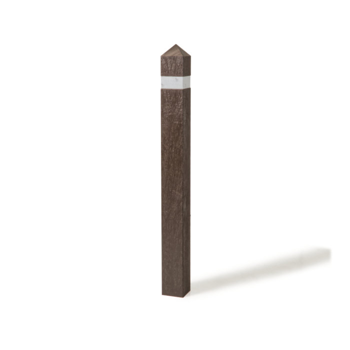 Single brown recycled plastic bollard