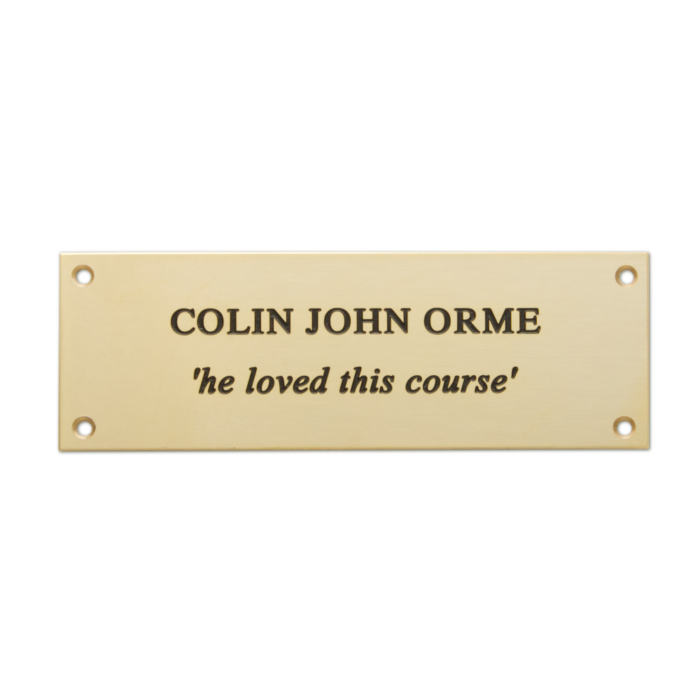 Bold font on polished bronze memorial plaque