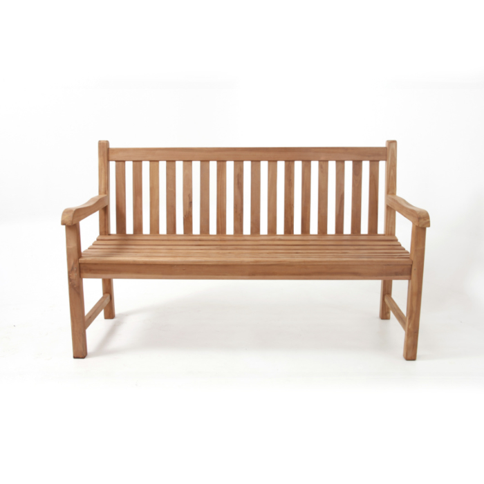 Teak garden bench, front view