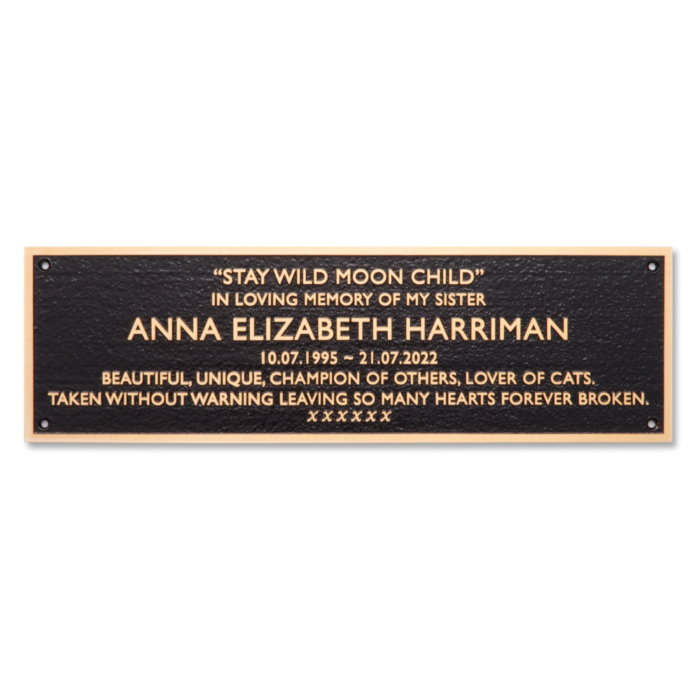 Extra Large Cast Bronze Memorial Plaque