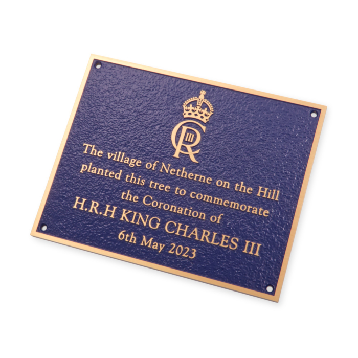 Cast Bronze Plaque with Blue Background