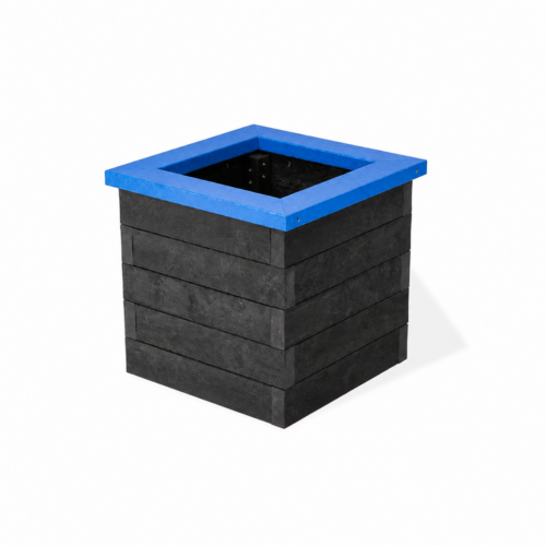 Cube Planter With Blue Rims..