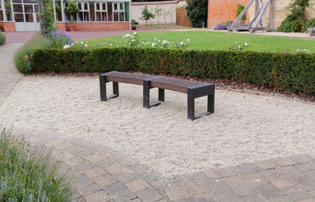Curved Recycled Plastic Modular Bench at Wedding Venue Recycled Plastic Bench Installed at a Wedding Venue