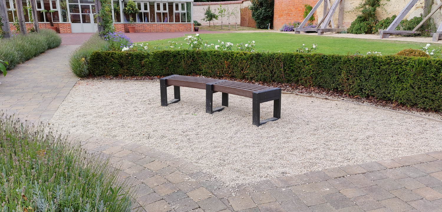 Recycled Plastic Bench Installed at a Wedding Venue