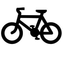 Bicycle symbol in black on a white background