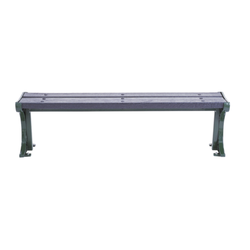 Recycled plastic bench with green cast iron frames