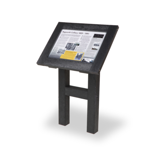 Information Lectern made with black recycled plastic