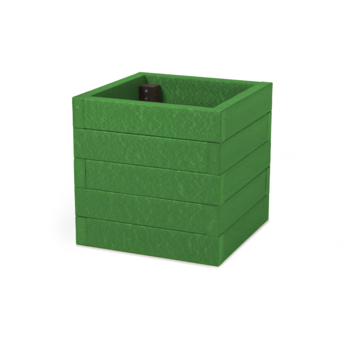 Green recycled plastic cube planter