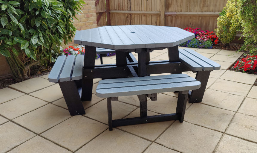 Grey Octagonal Picnic Table