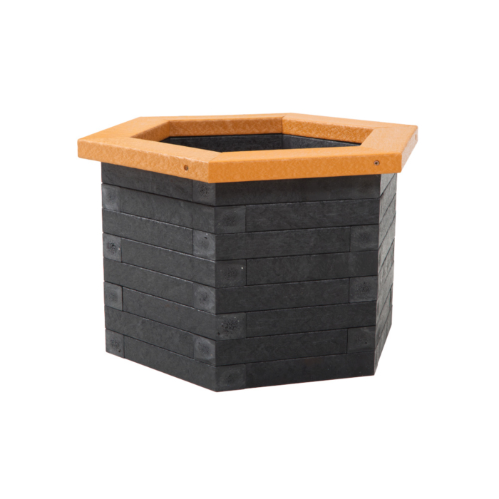 Hexagonal Planter In Black Recycled Plastic