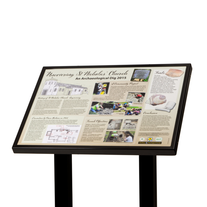 Outdoor A1 Aluminium Lectern with black frame and printed artwork