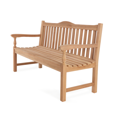Teak garden bench with additional space for engravings in top back rail