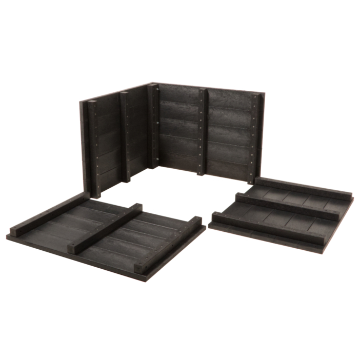 Partially assembled recycled plastic planter