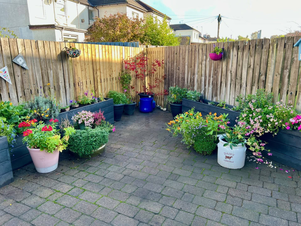 Long planters looking right at home in peaceful garden space