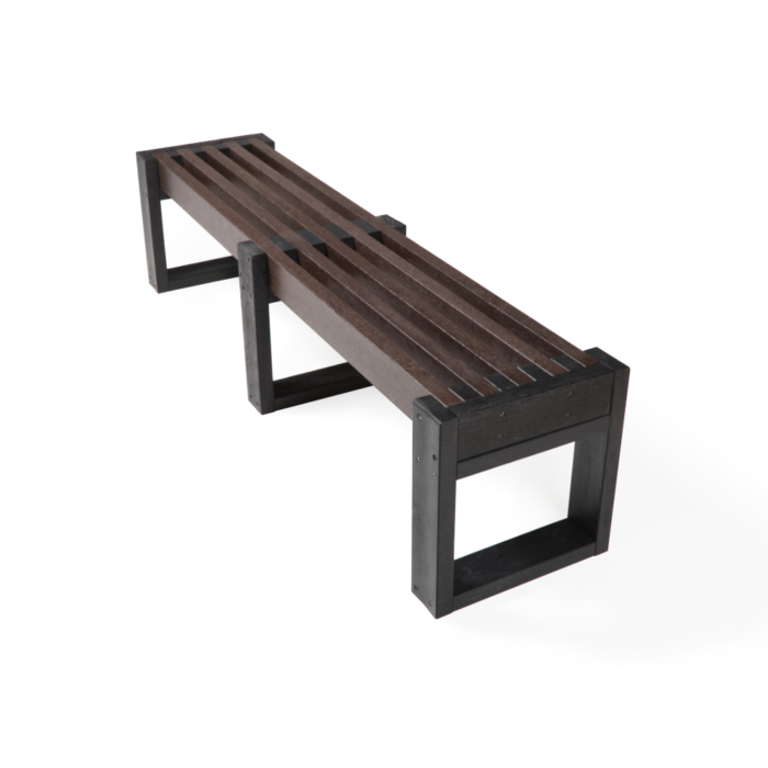 Backless recycled plastic black and brown bench