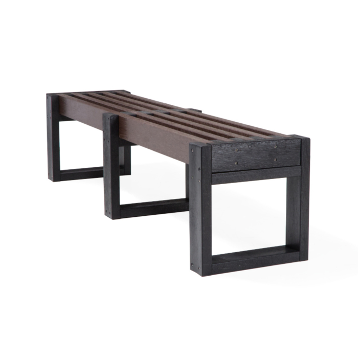 Modular bench. Black and brown recycled plastic.
