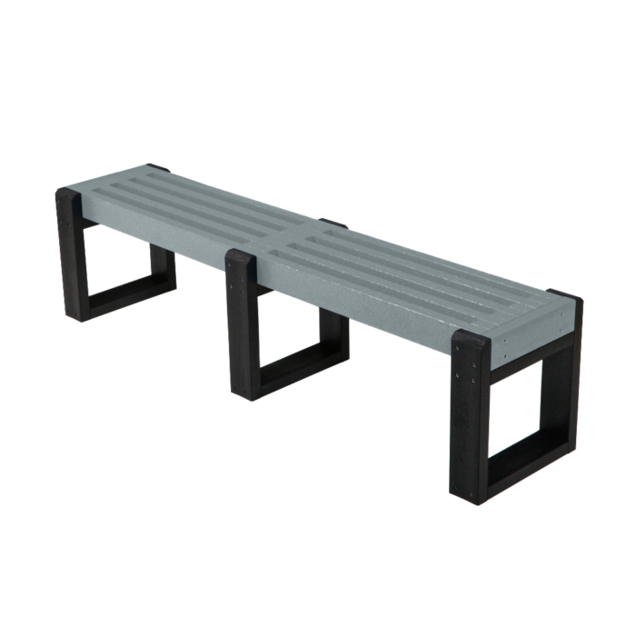 Recycled Plastic Bench without backrest in black and grey