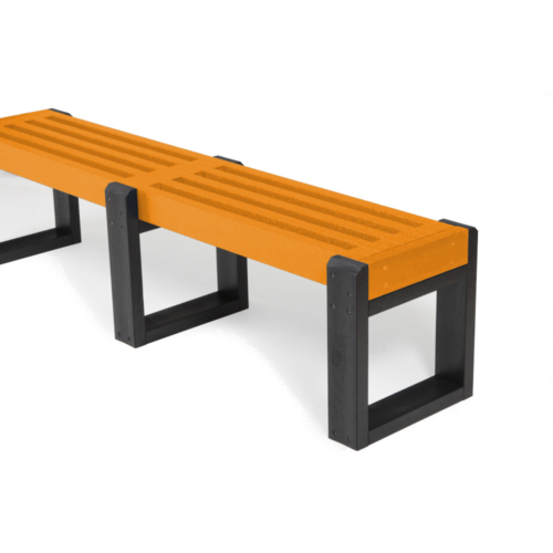 Orange and black recycled plastic bench