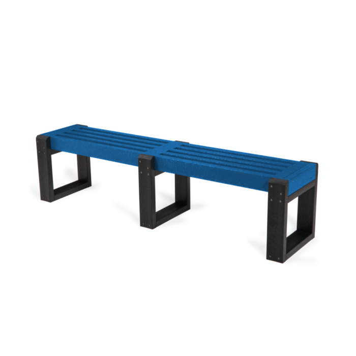 Blue and black recycled plastic bench