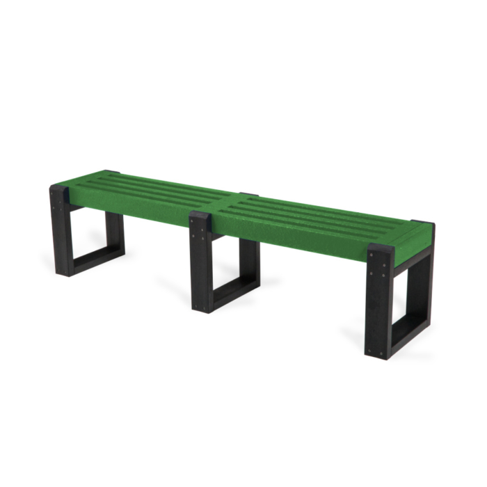 Green and black recycled plastic bench
