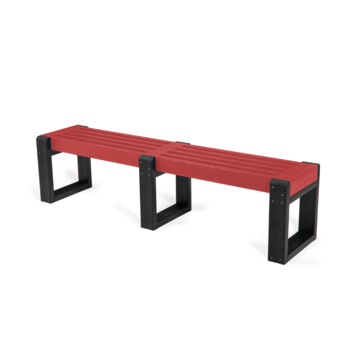 Red and black recycled plastic bench