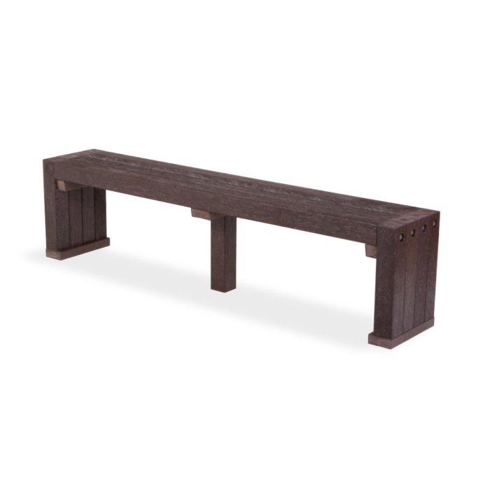 Recycled Plastic Backless Bench in Brown