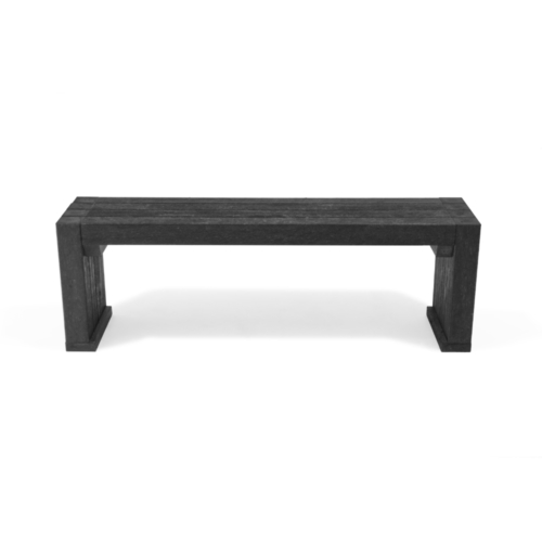 Simple black recycled plastic backless bench