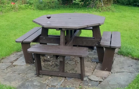 Octagonal-Picnic-Table-Brown Octagonal Picnic Table in Brown made from Recycled Plastic