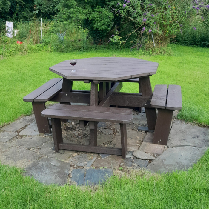 Octagonal Picnic Table in Brown made from Recycled Plastic