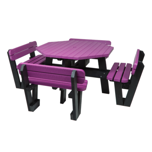 Recycled Plastic Octagonal Picnic Table with Backrests