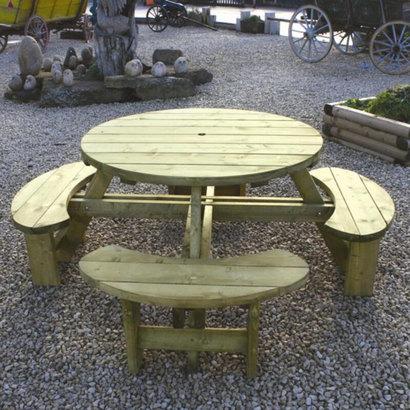 Round Timber Picnic Table EarthAnchors