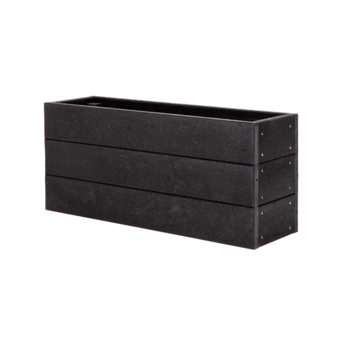 Short Narrow Recycled Plastic Planter in Black