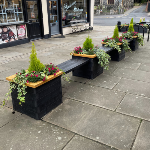 Recycled Plastic Planter Seat with Orange Trim