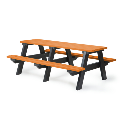 Black and Orange, 8 seater recycled plastic picnic table