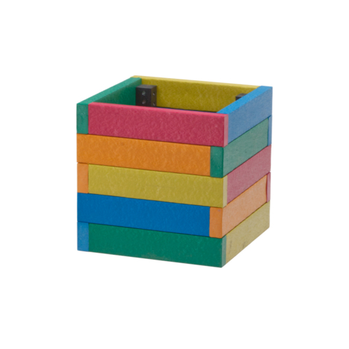 Multi Coloured recycled plastic cube planter