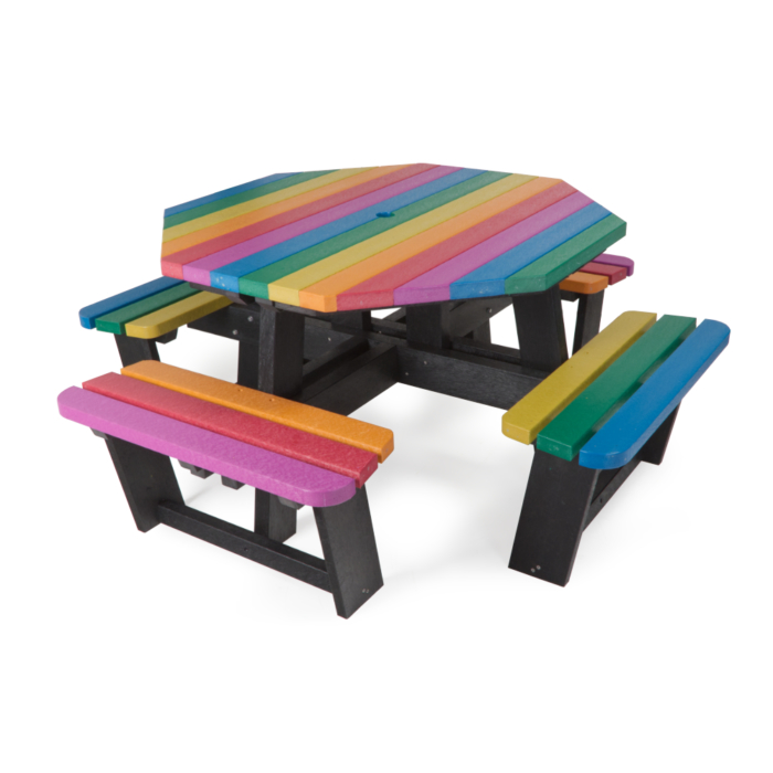 Multi Coloured Octagonal Recycled Plastic Picnic Table