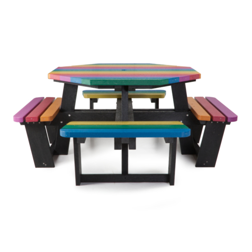 Octagonal Picnic Table in Brightly Coloured Recycled Plastic