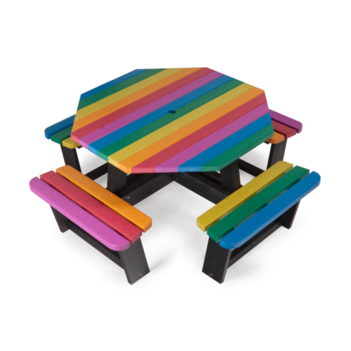Junior Rainbow Multi Coloured Octagonal Picnic Table